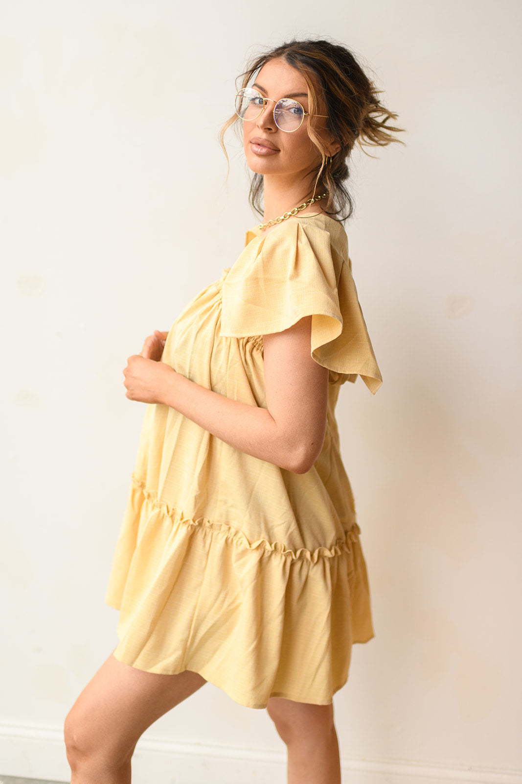 flutter babydoll mini dress