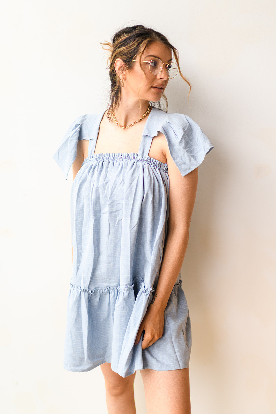 flutter babydoll mini dress