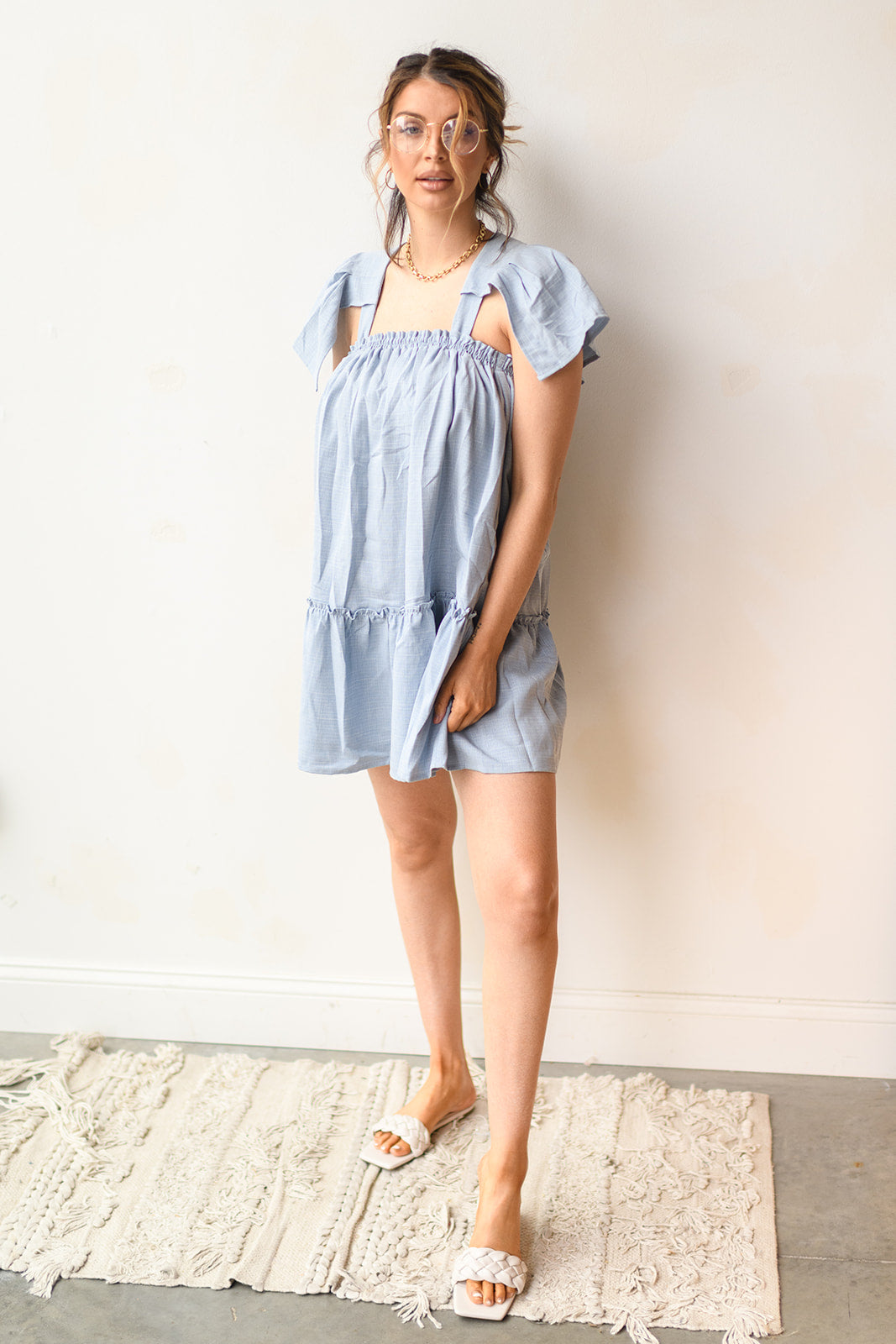 flutter babydoll mini dress